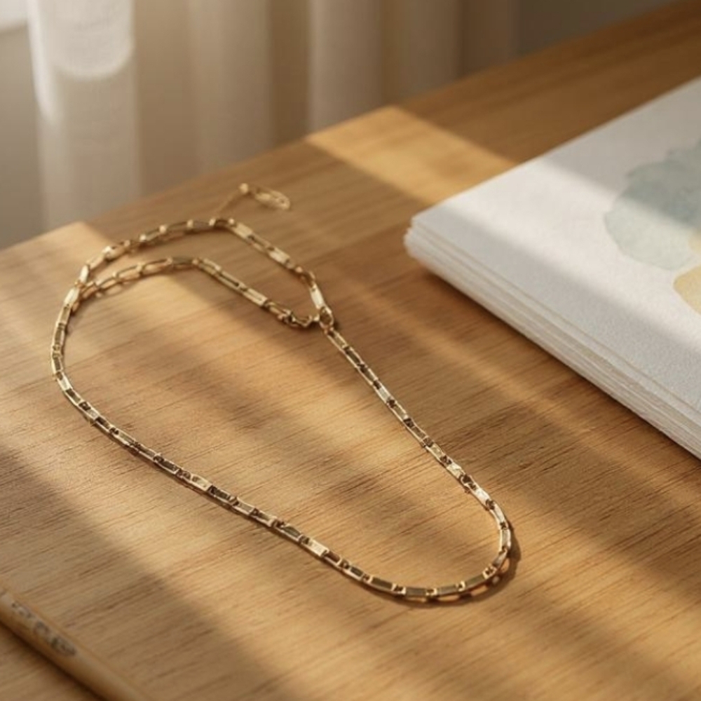 Monet Gold Plated Textured Bar Link Necklace